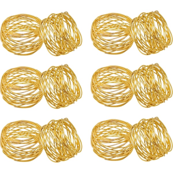 12-pack Guld Jul Handgjorda Servettringar Set för Vardagsbruk