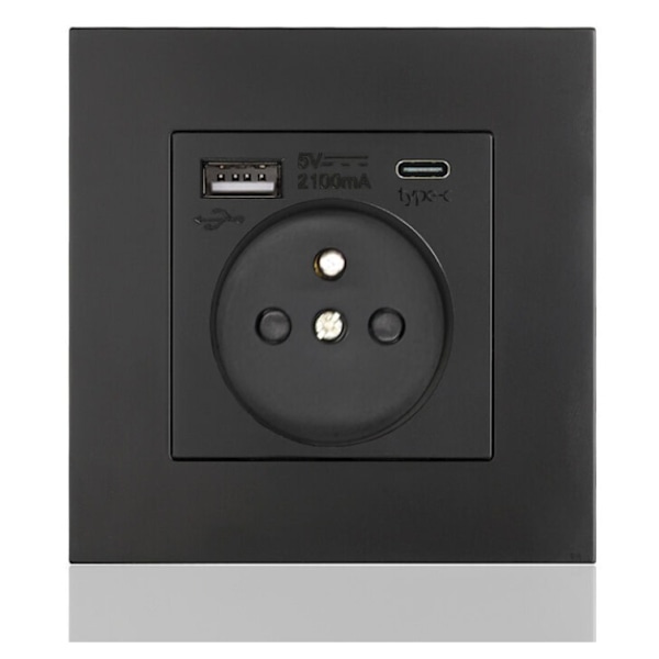 Ranskalainen pistorasiapaneeli Type-c+USB16A Type 86, pistorasioiden määrä: 2 h