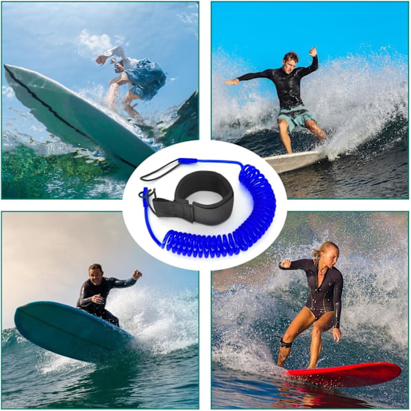 10 fot Paddle Leash, Blå Infällbar Surfbrädes Leash för Ståpaddling