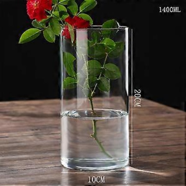 Klar Glasvas Blomvas Minimalistisk Glasvas Cylinderformad Blomvas för Bröllop Vardagsrum Dekorativ Gåva 10x20cm