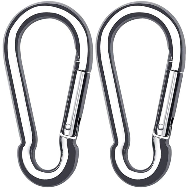 2-pack kraftiga karbinhakar i rostfritt stål, D-formade karbinhakar