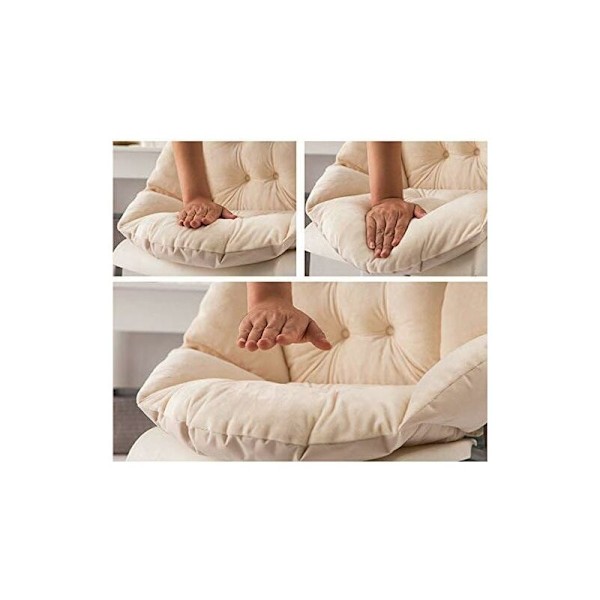 Stolepude med ryglæn Sædeskal Armlæn Blød Fløjl Vandafvisende Elastisk til Stol Rattan Halm Have Beige 40 40 48cm