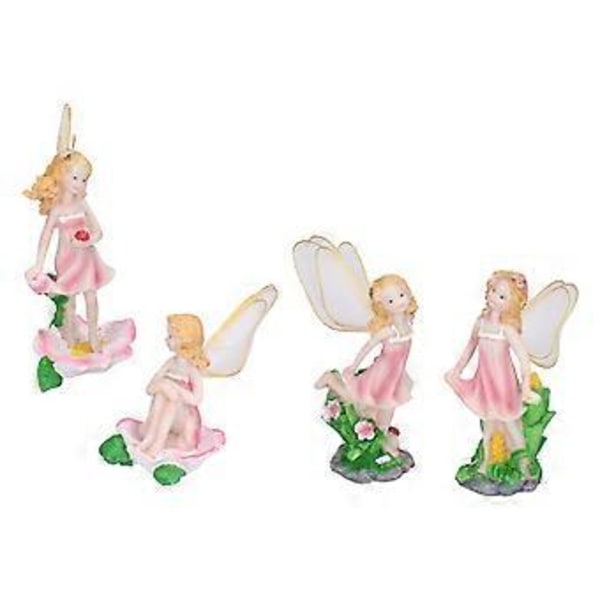 4 st Fé-prydnader Harts Fé-staty Miniatyrfigurer för Gård Trädgård Veranda