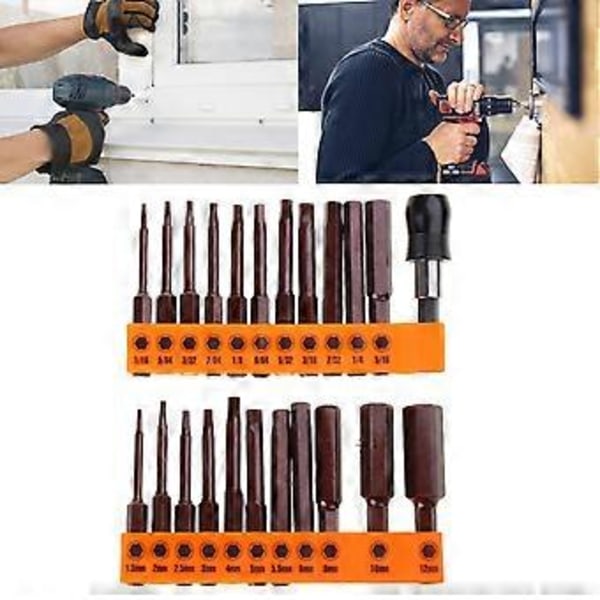 Holdbart Legeret Stål Magnetisk Bor Bits Sæt Sekskant Hoved Slag Bits til Elektrisk Manuel Skruetrækker 23PCS