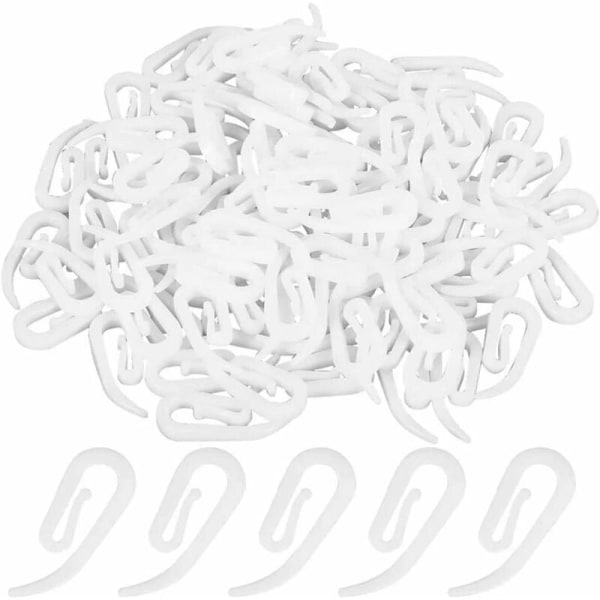 Gardinstångskrok, Vita Plastgardinskrokar, 100 st Gardinskrokar