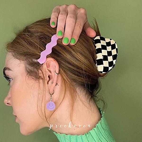 Checker Claws Sköldpadds Barrettes Klo Klämmor för Kvinnor No-Slip Gr
