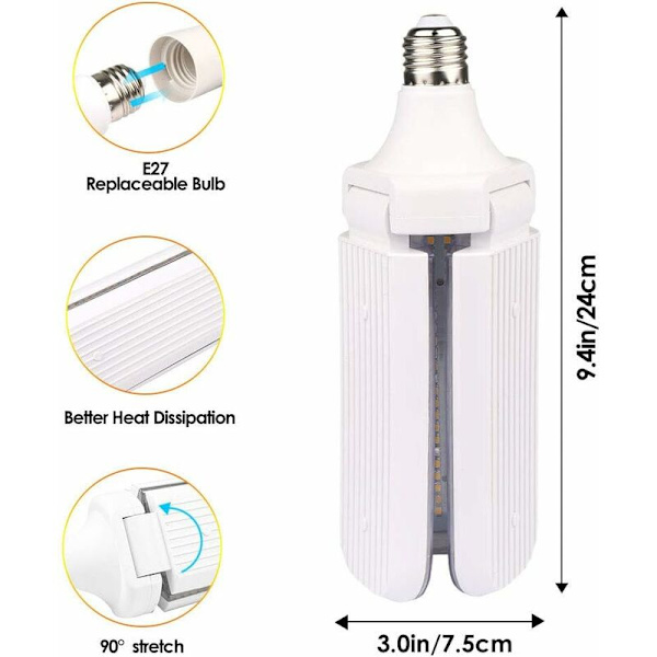 Växtlampa, växttillväxtlampa LED växtträdgårdslampa perfekt för inomhusväxter 3 blad (36W)