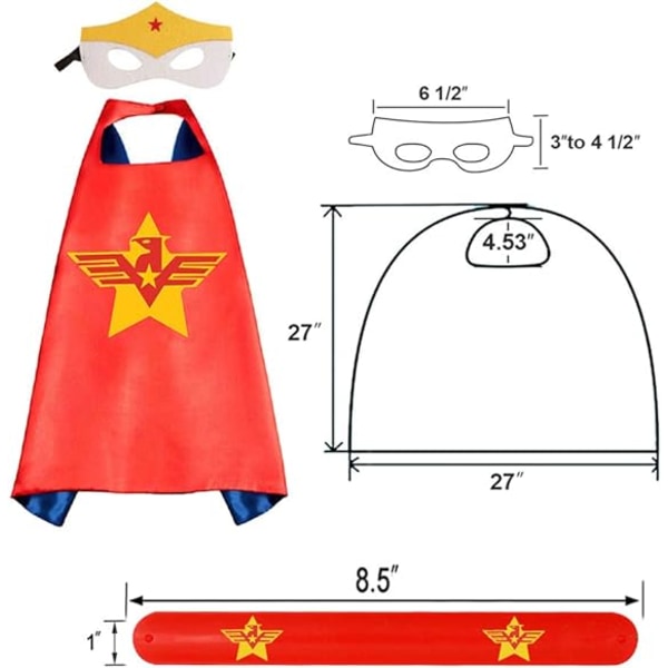 Barnkläder 4-pack Superhjälte Kappor och Slap Armband för Flickor