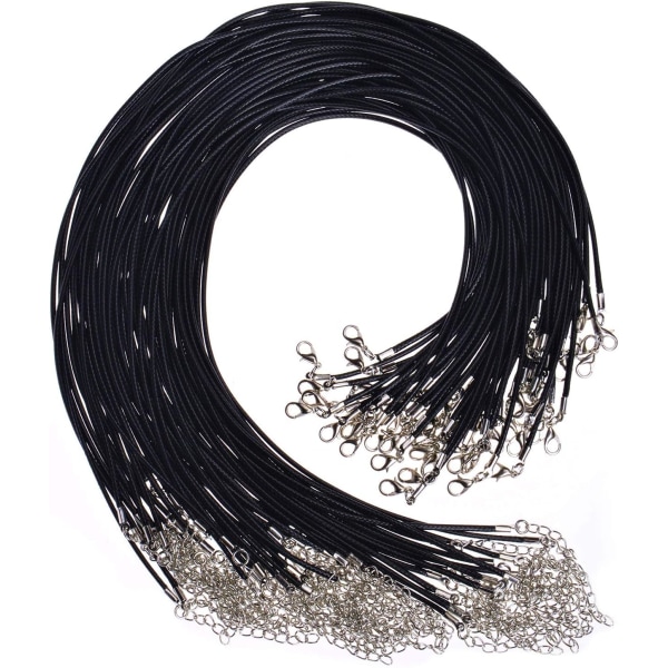 100pcs Necklace Cord for Jewelry Making, Black Waxed Necklace Co