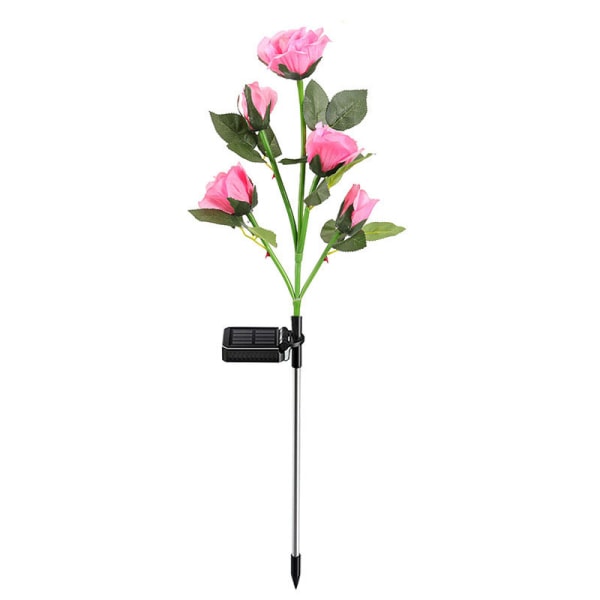 Powder Rose Sett med 2 Solcelledrevne LED-lys Artificial Rose Li