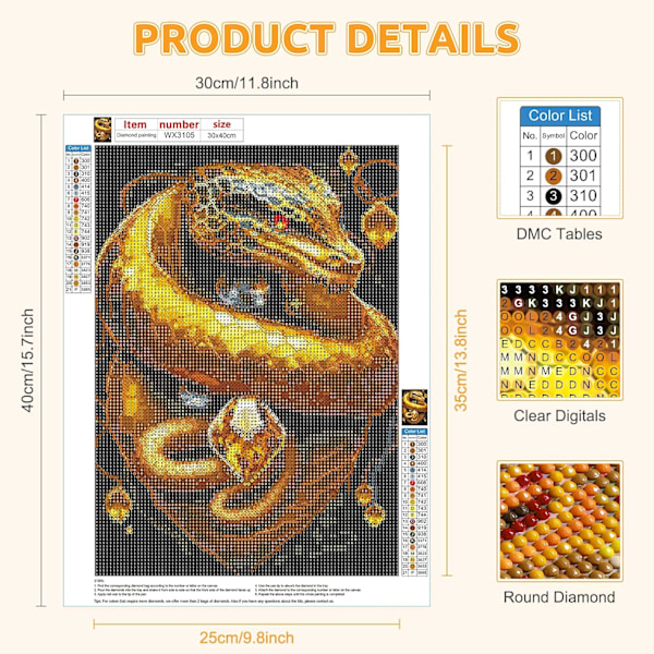 30x40cm Dragons Diamond Painting Kits, 5D Diamond Painting Kits f