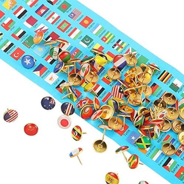 100 kpl Creative Push Pins National Flag Push Pins Country Ma