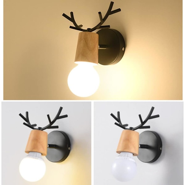 Retro vegglampe 2-pakning, kreativ design gevir trevegglampe