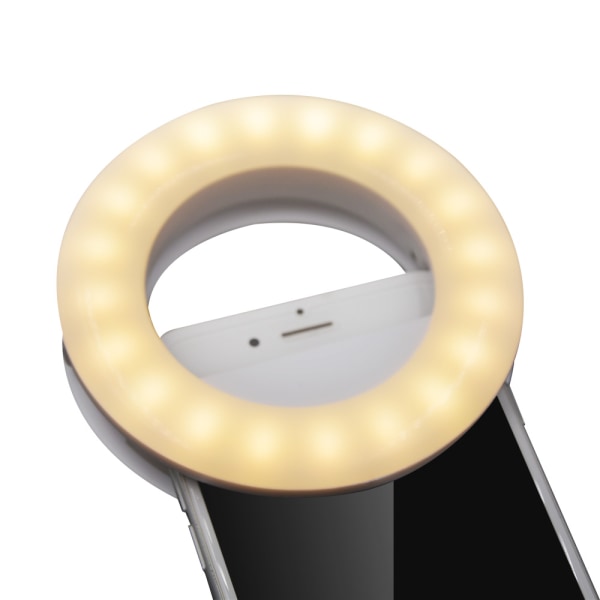 Vit mobiltelefon selfie-ljus, ringljus, 40 LED-ljus med 3 B