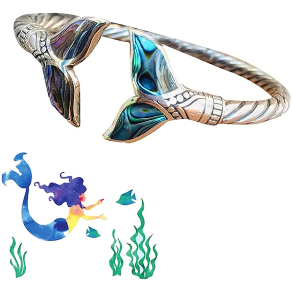 Sjöjungfru svans armband med justerbar öppning bangle för flickor smycken gåvor