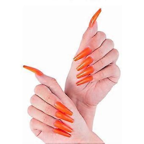 4 st Nagelkonst hel täckning lösnaglar lång balett falska naglar enfärgad patchorange