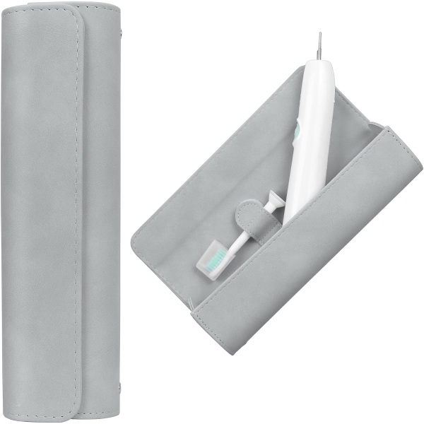 1 stk. Grå bærbar rejsetaske til elektrisk tandbørste - PU-læder