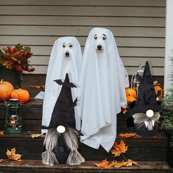 3 stk. Halloween Gnome Dukke Plys Faceless Dukke med Langt Skæg Halloween Fane