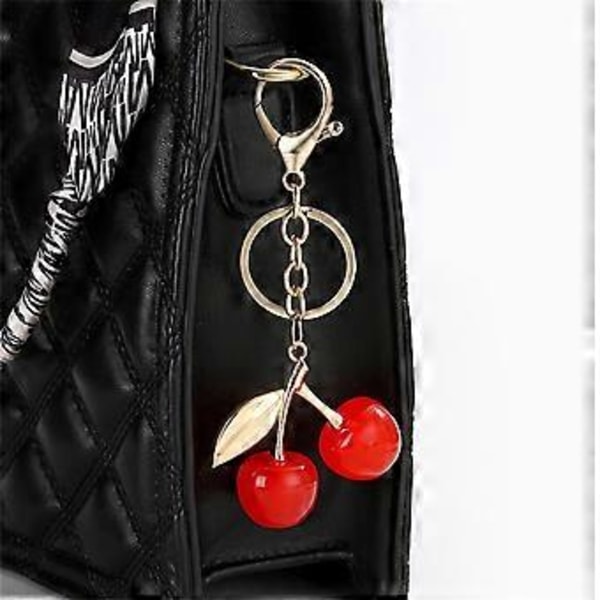 Unik Cherrys Love Lock Nøglering Charm Elegant Design Nøgleholder Tilbehør Bærbar til Moderne Personer Rød Red