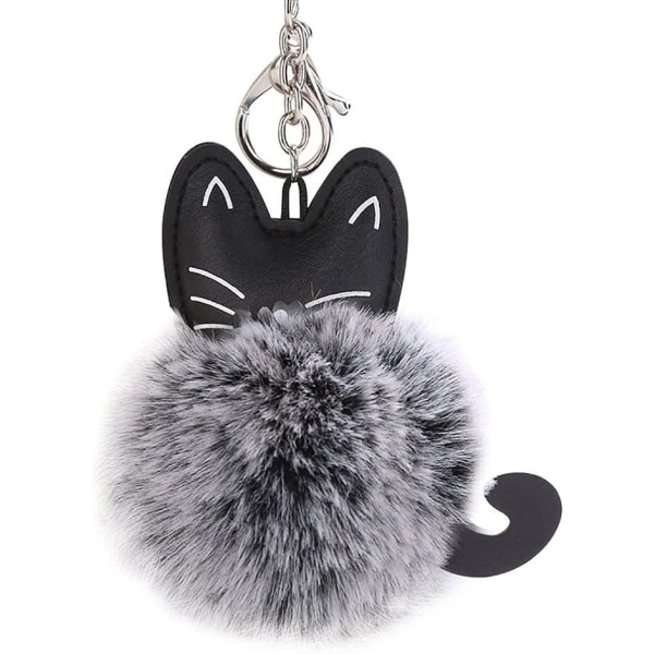 Premium kvalitet fluffig konstgjord päls katt nyckelring hänge Fashi