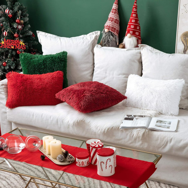 2 pak Faux Fur pudebetræk Fluffy Throw pudebetræk blødt Deco