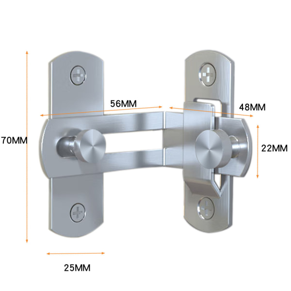 90 Degree Right Angle Door Latch Locking Buckle Bolt Sliding Lat