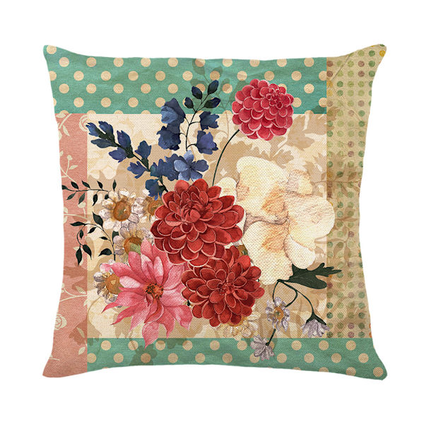 Set med 4 Retro Kuddfodral 45x45cm Snyggt Blommönster Dekora