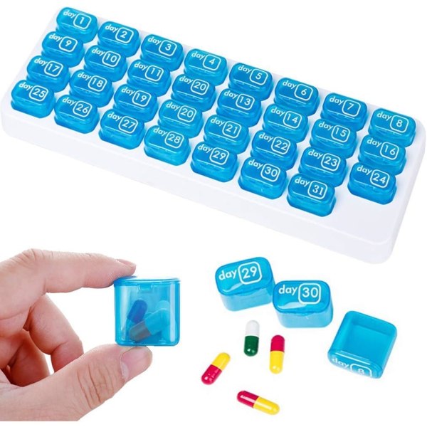 Pill Box, Portable Medicine Pill Box med lock, Travel Month Pill