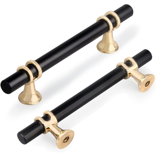 Sett med 6 96mm T-formede skapdørhåndtak, moderne sinklegering Kitc