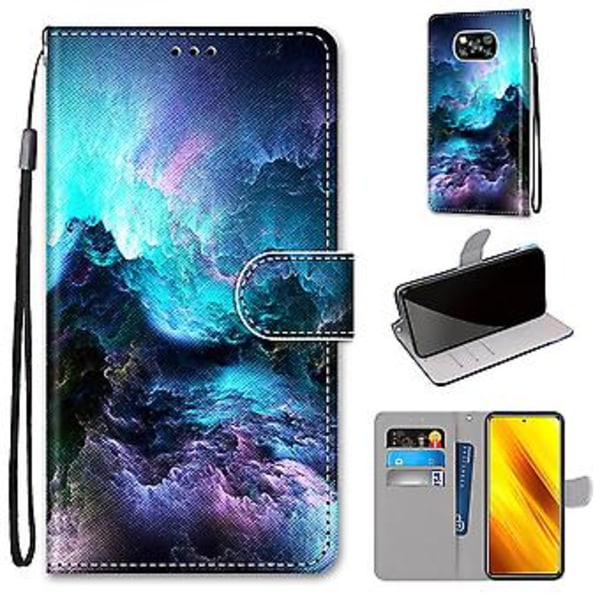Lærveske til Xiaomi Poco X3 NFC Colorful Clouds