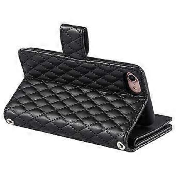 Style 012 til iPhone 7/8/SE (2020)/SE (2022) Læder Etui Rhombus Glitter Lynlås Pung Telefon Cover Style A