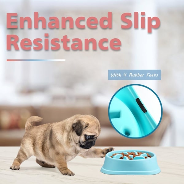Blå - Skål för långsam utfodring, Vandal Proof Dog Bowl, Interaktiv avgift