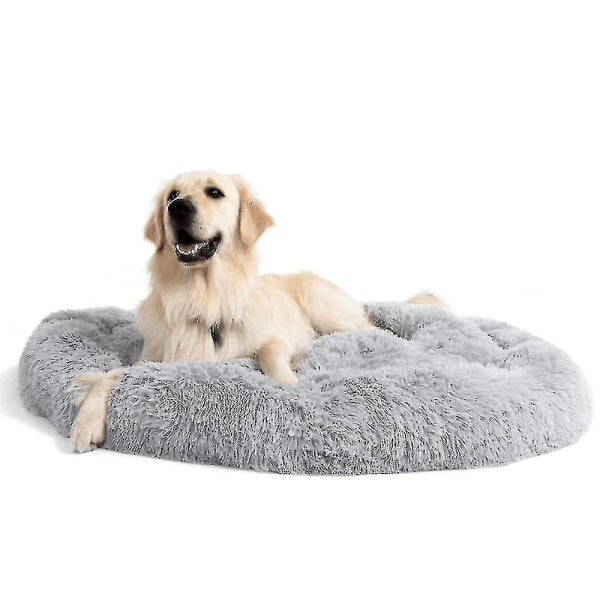 Tvättbar Lugnande Bekväm Donut Style Plysch Säng för katt eller hund för husdjur. L 70 cm. Ljusgrå