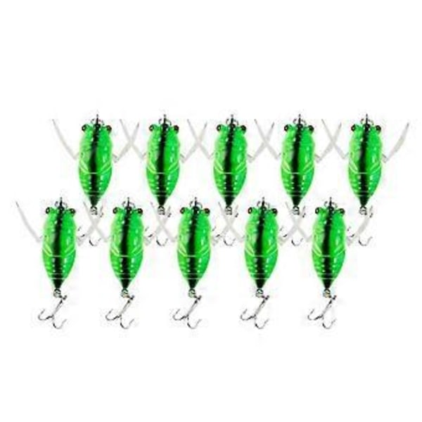 10 Stykker Hårde Agn Cicada Saltvand Guld(Grøn) Green