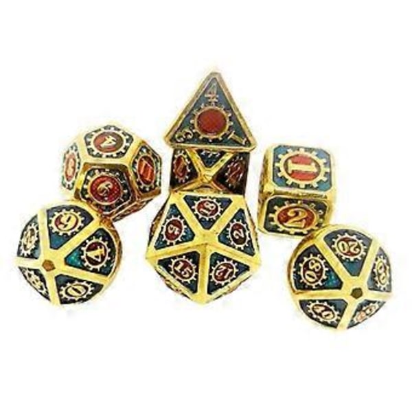 7 st/förpackning Polyedrisk zinklegering för Dragon Scales DnD RPG brädspelstärningar (20) 20