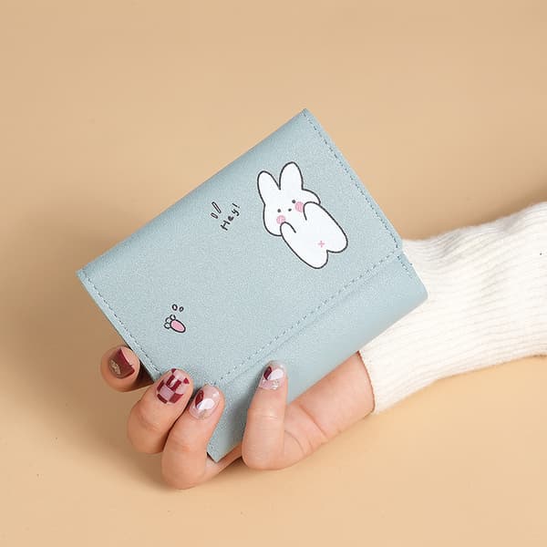 Tri-fold Snap Wallet Dame Kort Studerende Multi Kort Kortholderpung - Lyseblå