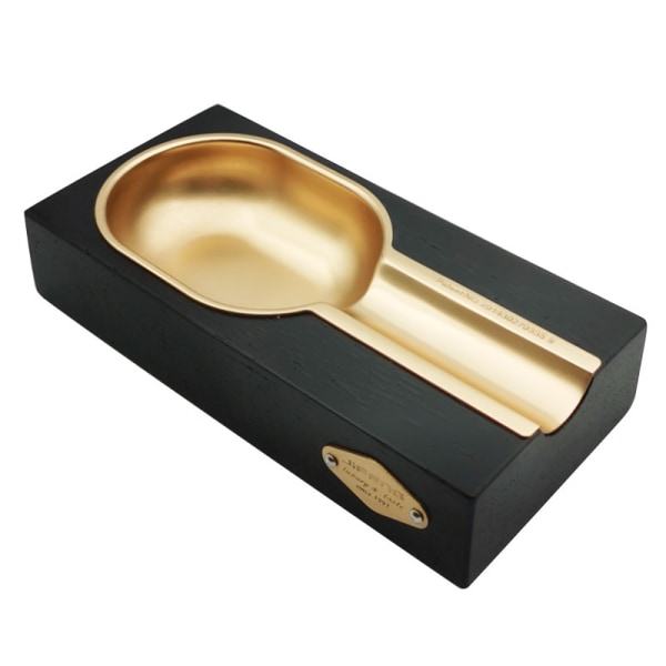 Massiv træ base kobber metal askebæger cigar | cigar tilbehør（Ibenholt）