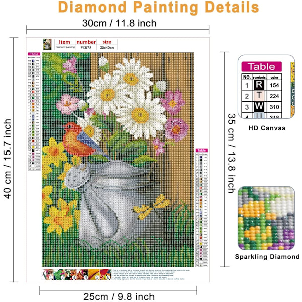 1 stk. Blomster 002 Voksen Diamant Tegning Kit, Diamant Tegning Kit Fu