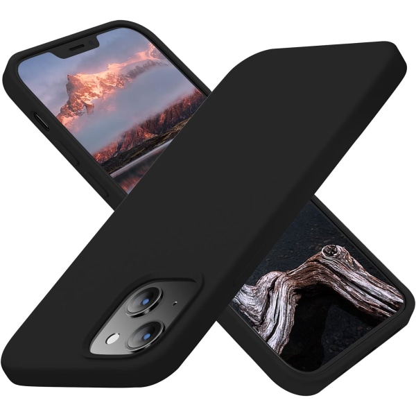 Designet for iPhone 13 Etui, Svart Silikon Ultra Tynn Shockproo