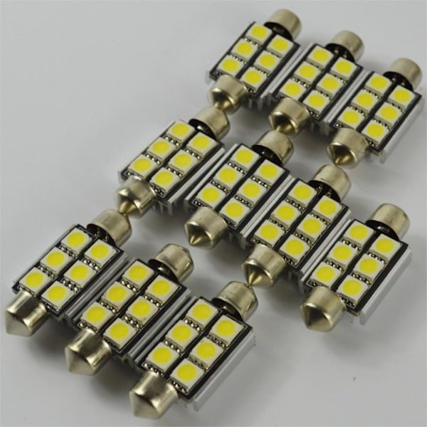 10-pack 36mm 5050 SMD 6 LED C5W Festoon-lampor för bilens innerbelysning