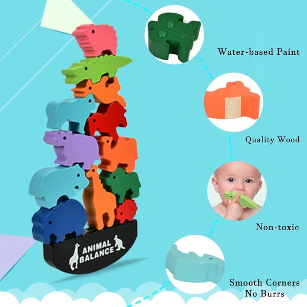 Puiset pinoamispalikat, Montessori-pelit, tasapainopalikat, hienot M
