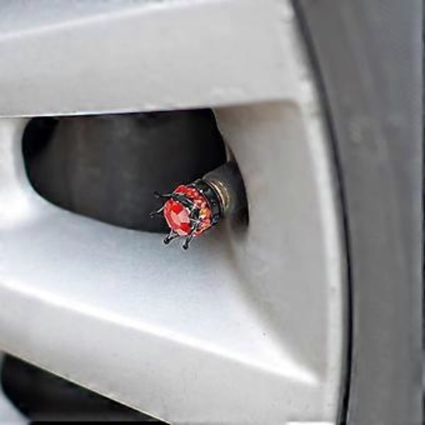 4 Stycken Krona Däckventilhylsor Bling Handgjorda Kristallstrass, Universal Krom, Attraktiva Tillbehör för Bil