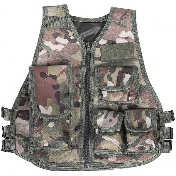 Kids Camouflage Vest, Kids Army Vest Kids Camo/sort Tactical Vest Kostume Nylon Cs Game Fight Vest til drenge Voksen(cp Camocamo S)..
