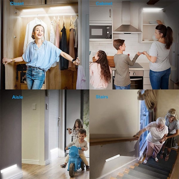 LED-garderobslampa, 20-LED-dimmer USB-laddningsbar rörelsesensor C