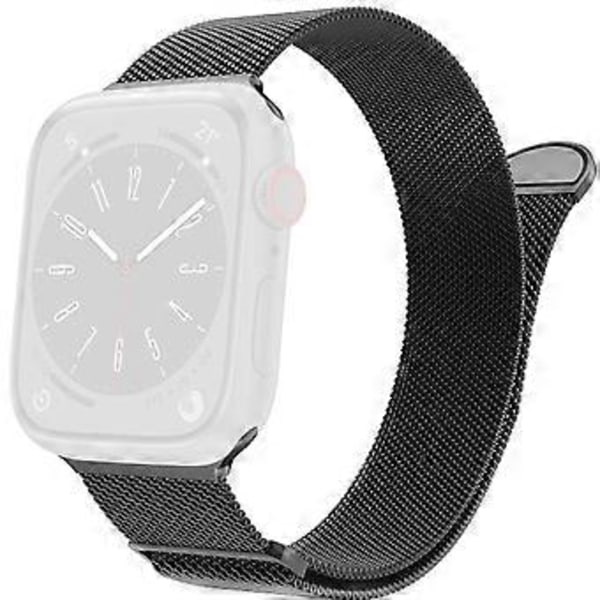 Svart magnetisk rem for Apple Watch Series 10 42mm 41mm 40mm 38mm Milanesisk smartklokkerem