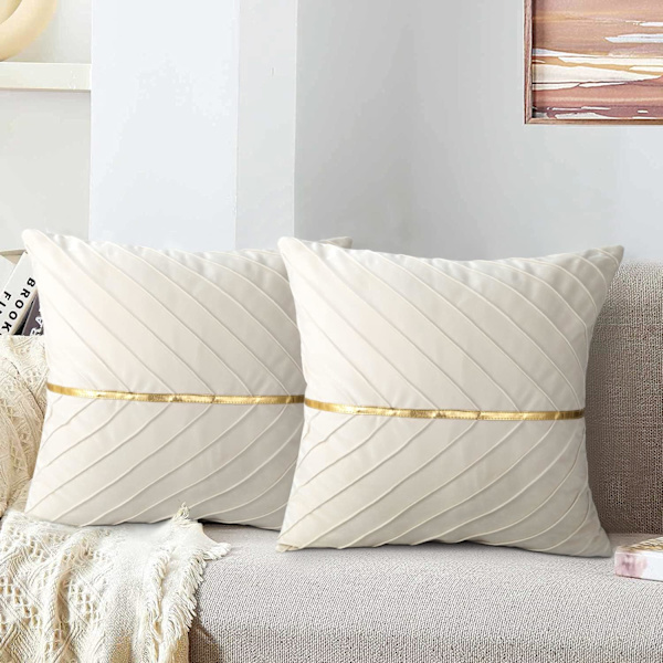 Set med 2 putetrekk, beige fløyel putetrekk putevar