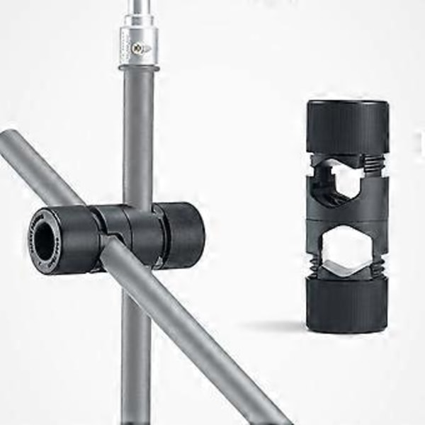Multifunktionel Lang Arms Lysstativ Monteringsadapter Clip 2-Huls/1-Huls Beslag Montering til 12-22mm Rør Stang Sort/Gul Sort Black B