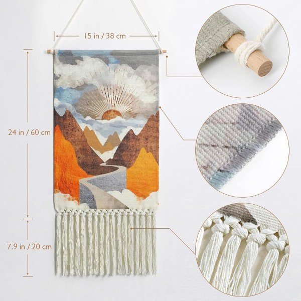 1 st Bohemian Macrame vävd väggbonad Soluppgång väggbonad Colo