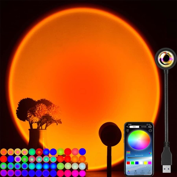Smart APP Farge Solnedgang Lampe Led Projektor Hjemmedekorasjon Fotog