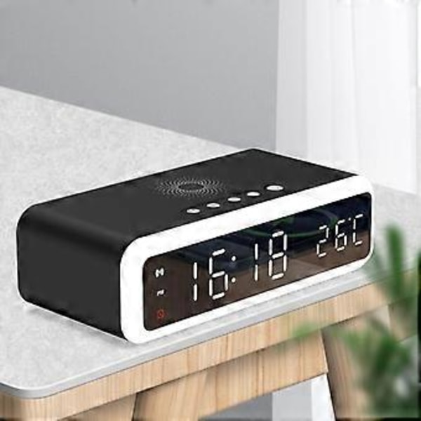 3 IN 1 Digitaalinen LED Pöytäkello Herätyskello Lämpömittari 15W Langaton Laturi Langattomalla